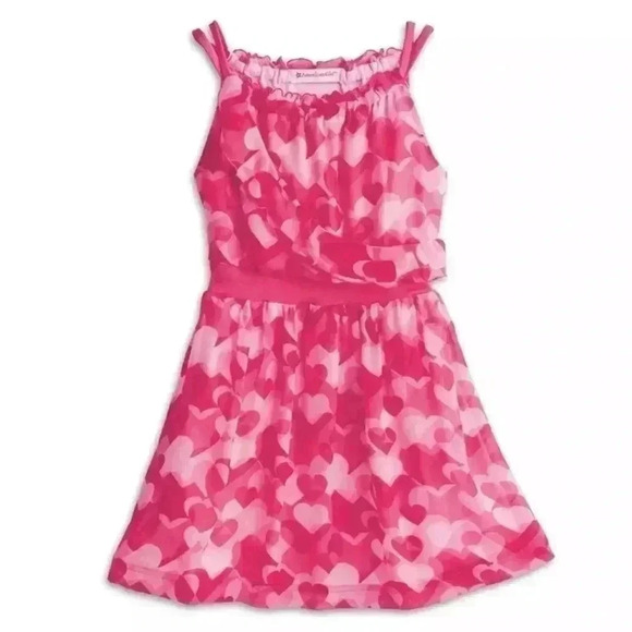 American Girl Red Hearts Ruffle Dress for Girls size 7 - Picture 1 of 7